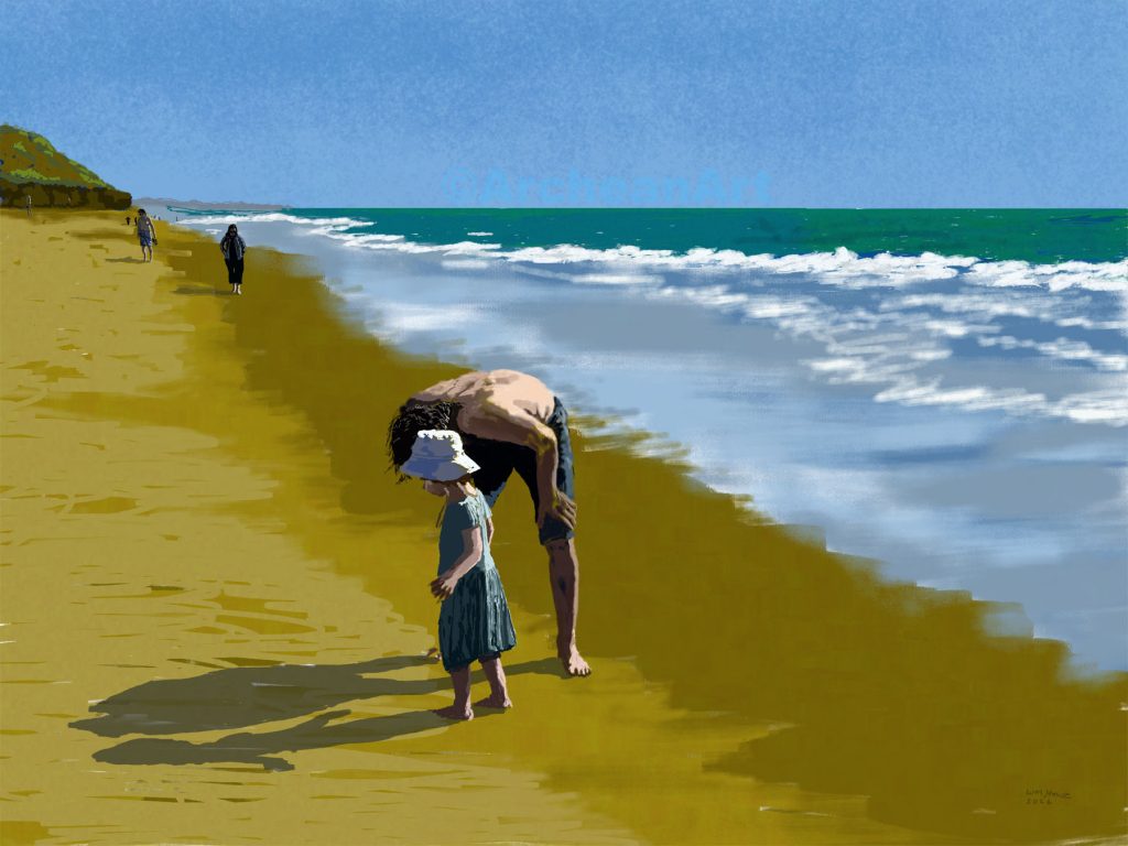 Daddy and Daughter at Moonlight Beach